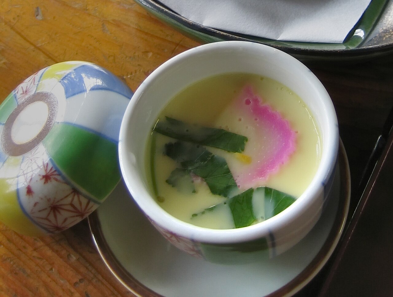 Chawanmushi — Japanese steamed egg custard in a covered cup
